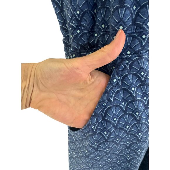 Duluth Trading Blue Print Sleeveless To Flow Dress w/Pockets Size XL New Summer - Picture 4 of 11